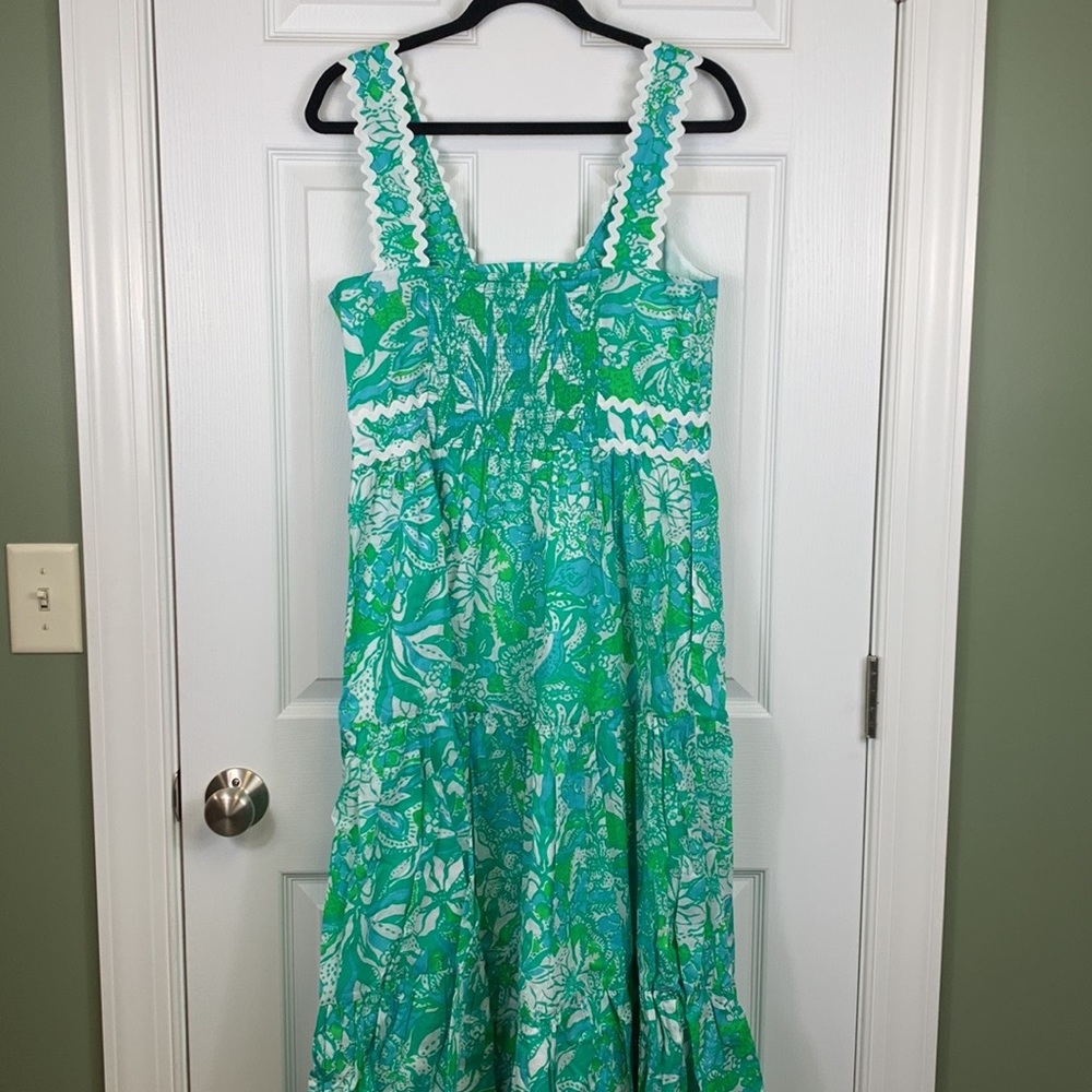 NWT Lilly Pulitzer Botanical green safari sangria Pollie cotton midi dress sz 10 - Picture 9 of 12
